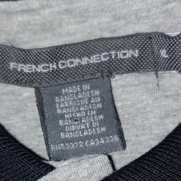 French Connection polo with contrast panel and collar in black and gray size XL - Picture 2 of 10